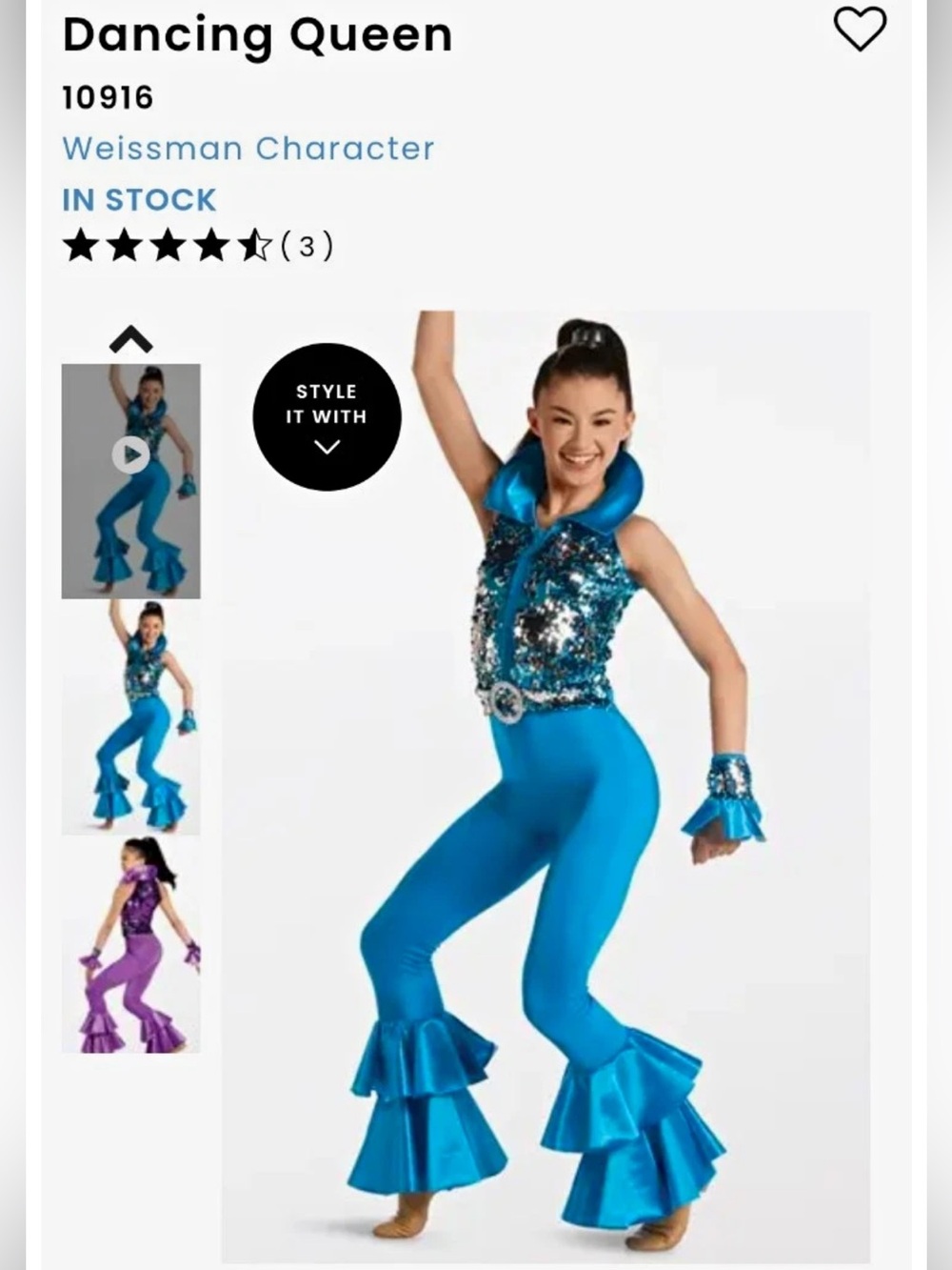 Weissman ABBA Dancing Queen Blue Silver Sequin Unitard Dance Costume, Women’s S